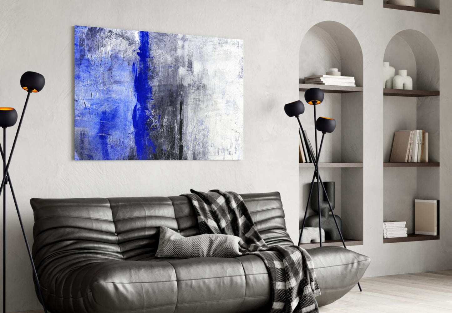 Cobalt Drift Abstract Glass Wall Art
