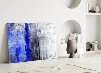 Cobalt Drift Abstract Glass Wall Art