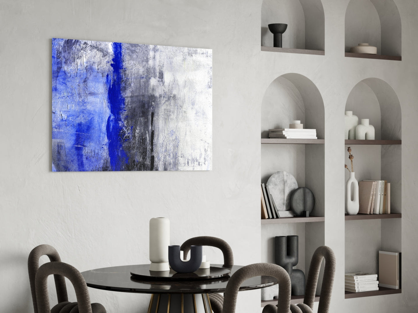 Cobalt Drift Abstract Glass Wall Art