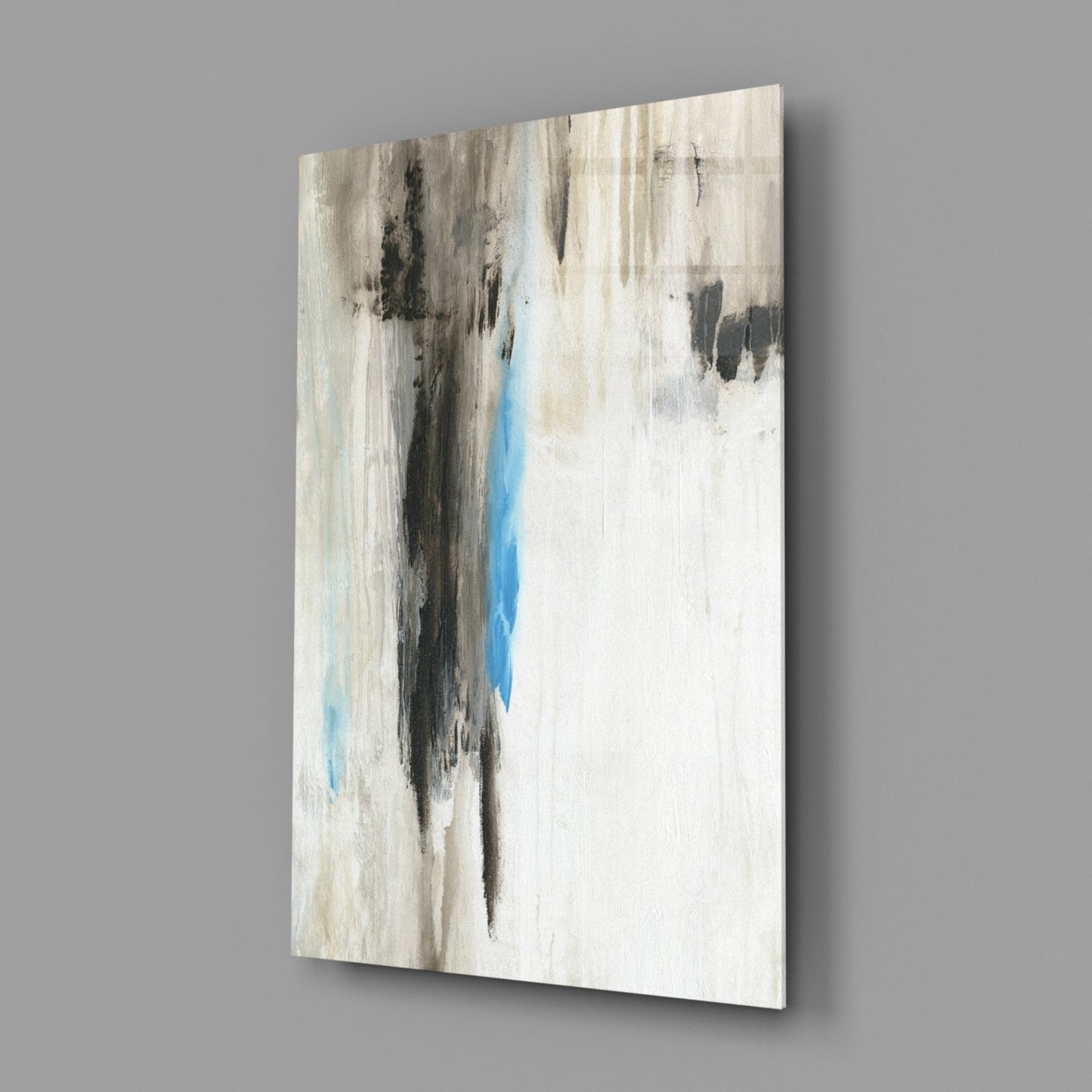 Charcoal Column Abstract Glass Wall Art