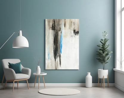 Charcoal Column Abstract Glass Wall Art