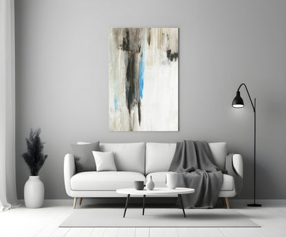 Charcoal Column Abstract Glass Wall Art