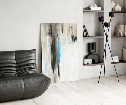 Charcoal Column Abstract Glass Wall Art