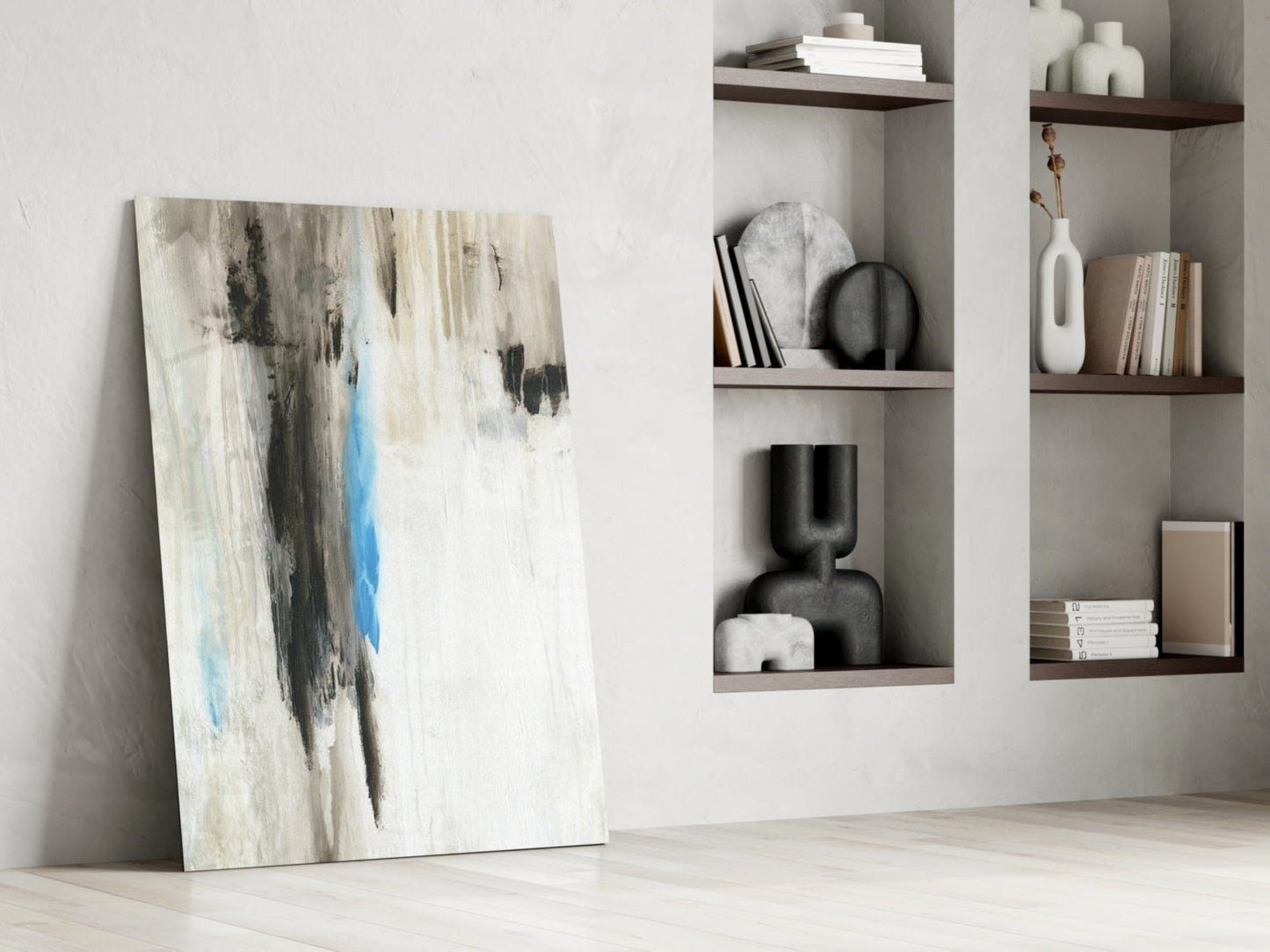 Charcoal Column Abstract Glass Wall Art