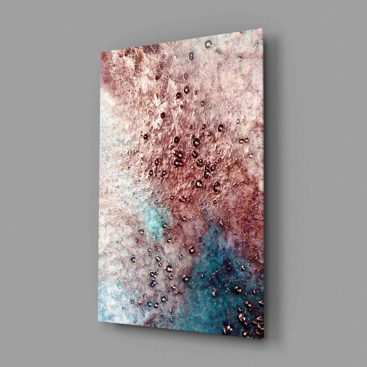 Rose Copper Geode Glass Wall Art