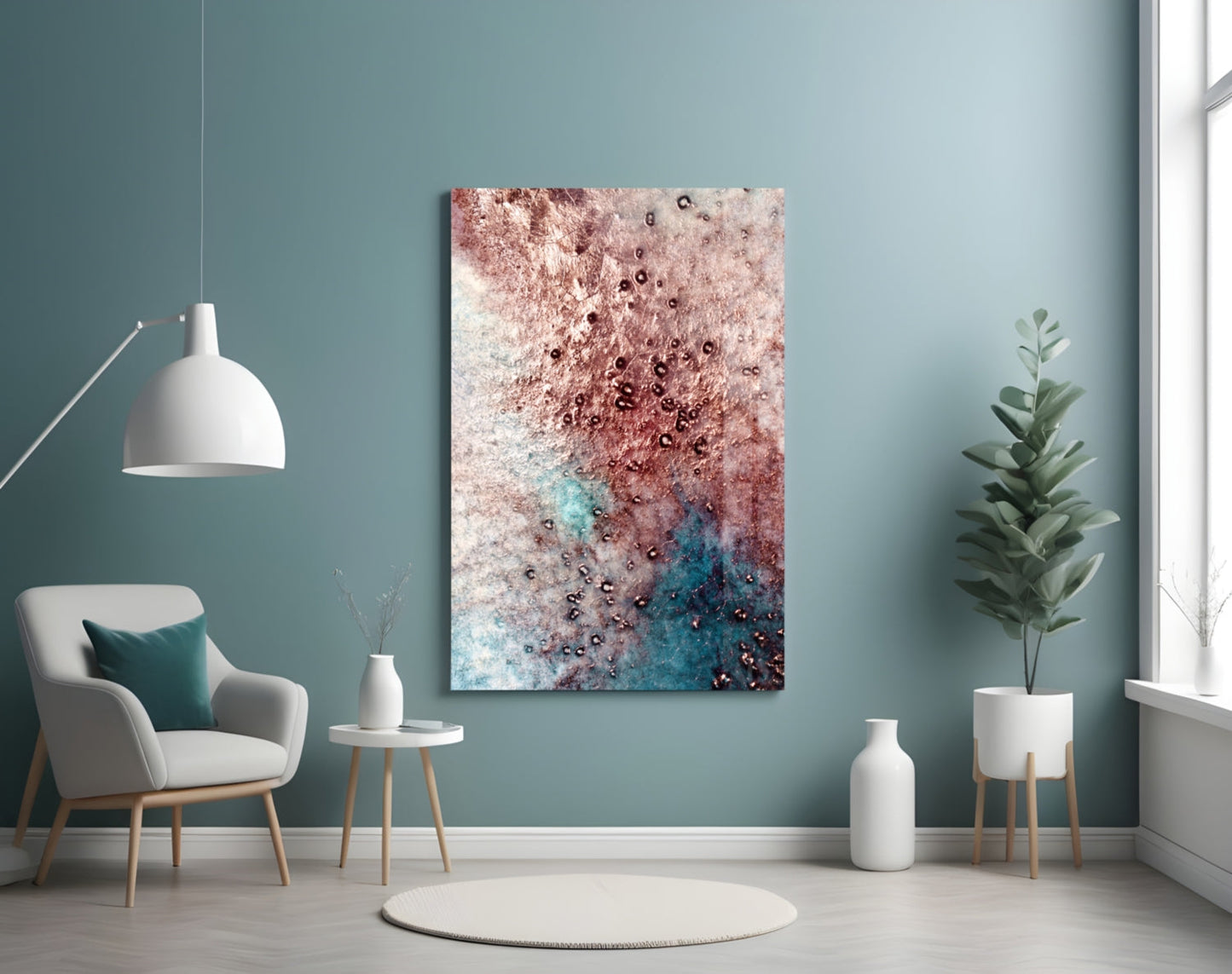 Rose Copper Geode Glass Wall Art