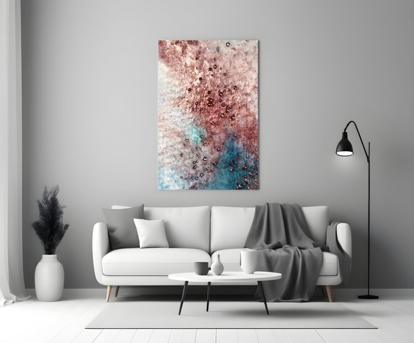 Rose Copper Geode Glass Wall Art