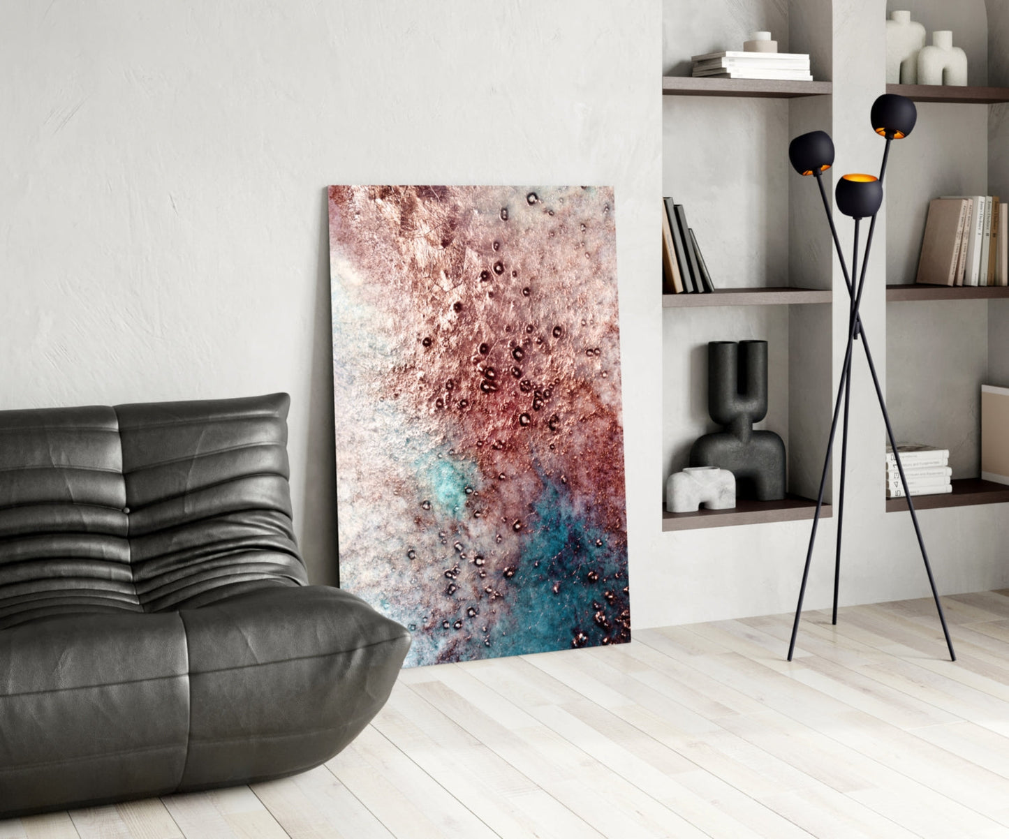 Rose Copper Geode Glass Wall Art