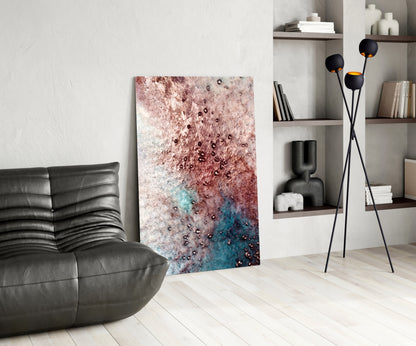 Rose Copper Geode Glass Wall Art