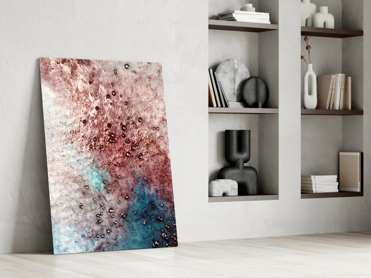 Rose Copper Geode Glass Wall Art