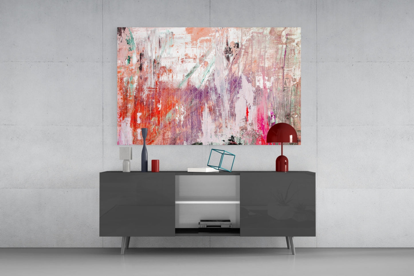 Coral Lavender Abstract Glass Wall Art