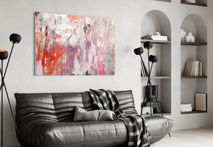 Coral Lavender Abstract Glass Wall Art