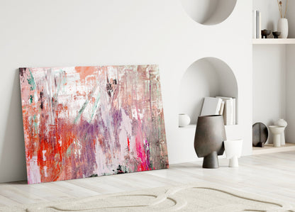Coral Lavender Abstract Glass Wall Art