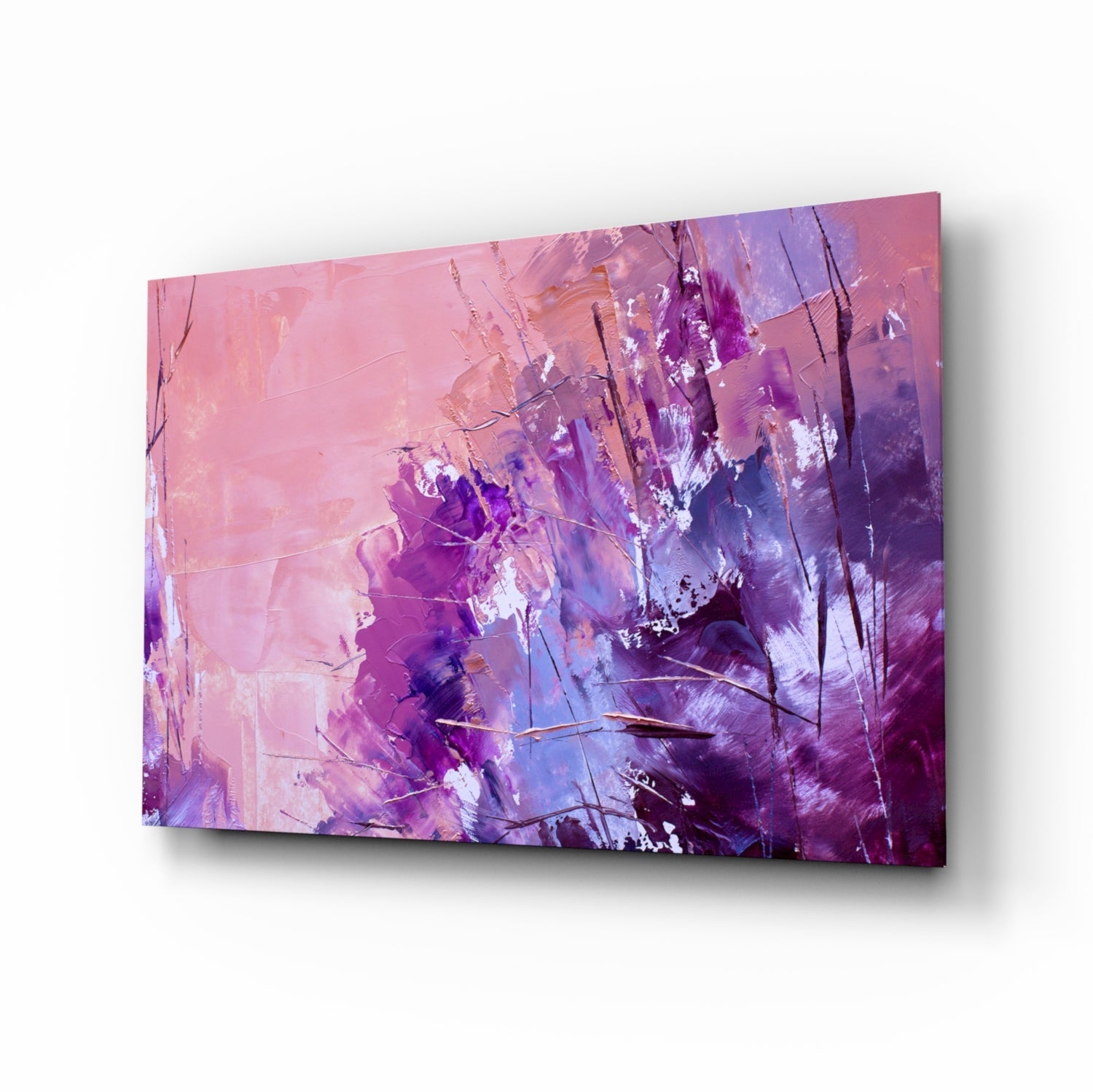 Violet Jewel Abstract Glass Wall Art in violet and magenta tones