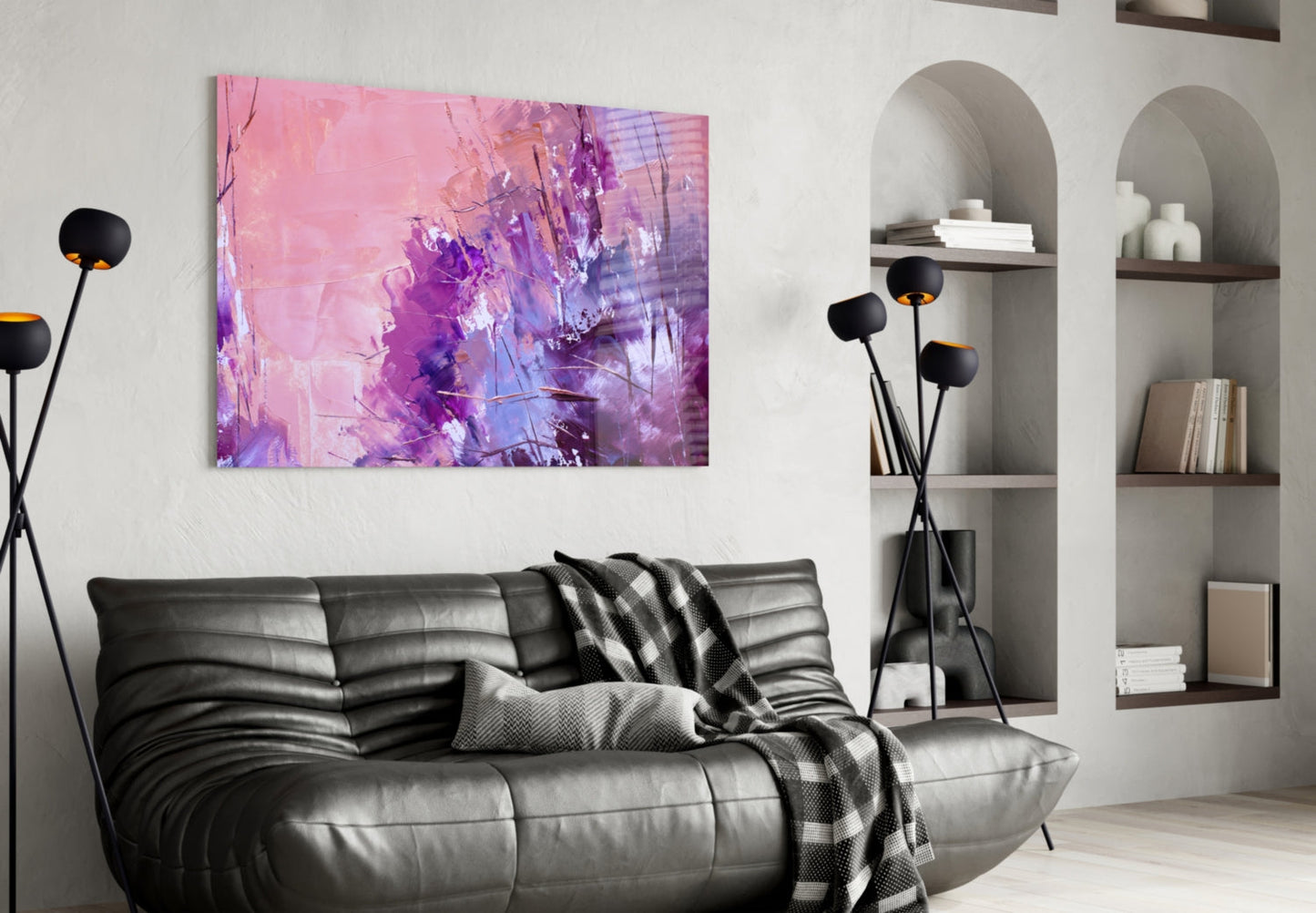 Violet Jewel Abstract Glass Wall Art