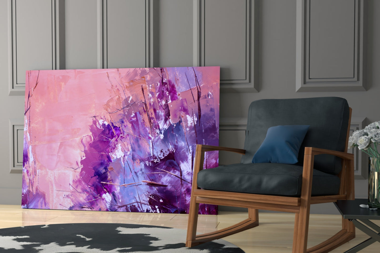 Violet Jewel Abstract Glass Wall Art