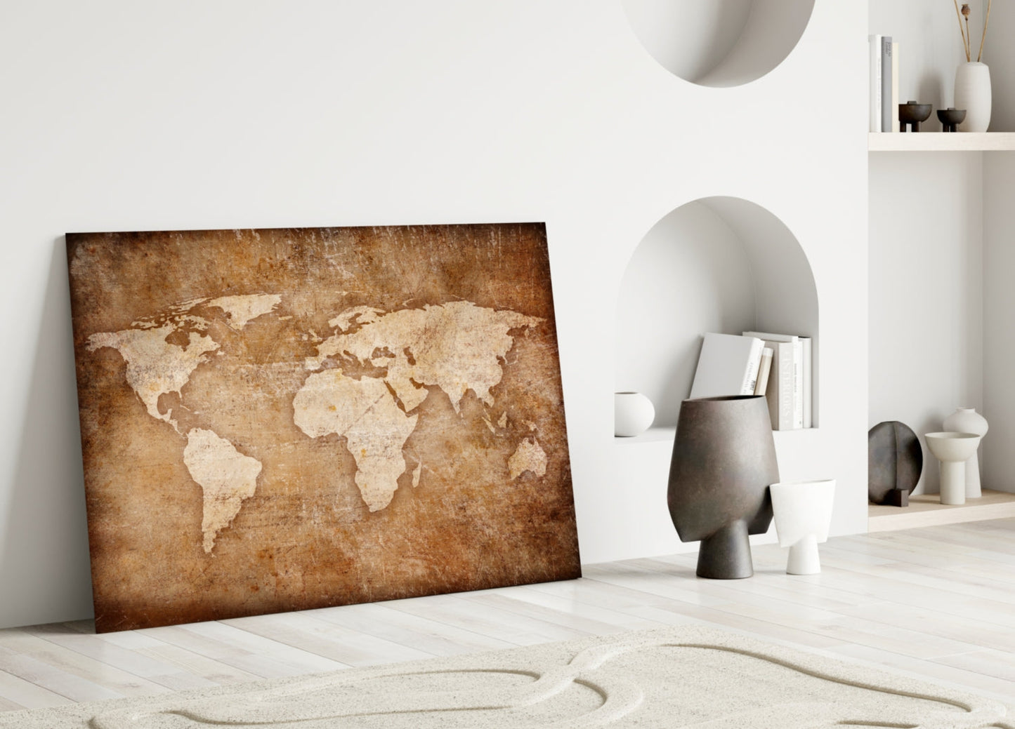 Vintage World Map Glass Wall Art