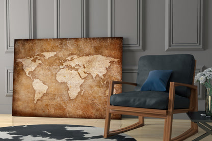 Vintage World Map Glass Wall Art