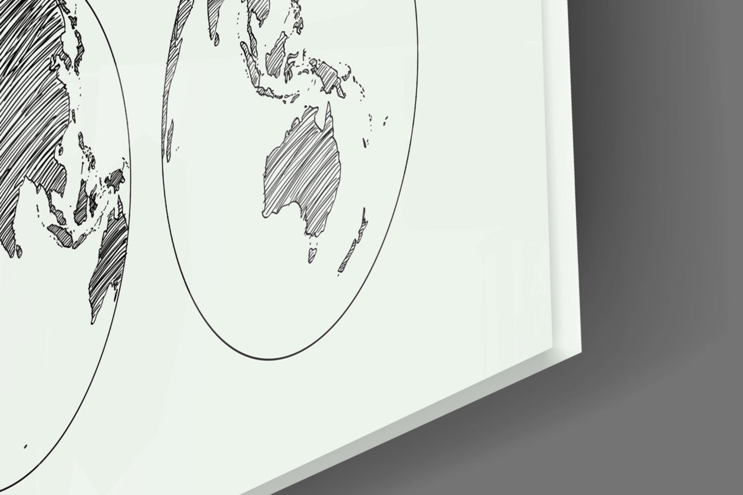 Sketch World Map Glass Wall Art