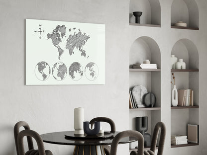 Sketch World Map Glass Wall Art