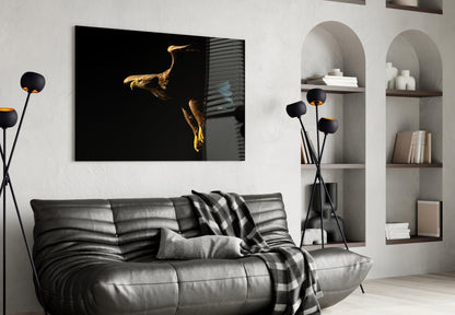 Golden Eagle In Flight Glass Wall Art