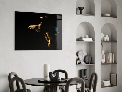 Golden Eagle In Flight Glass Wall Art