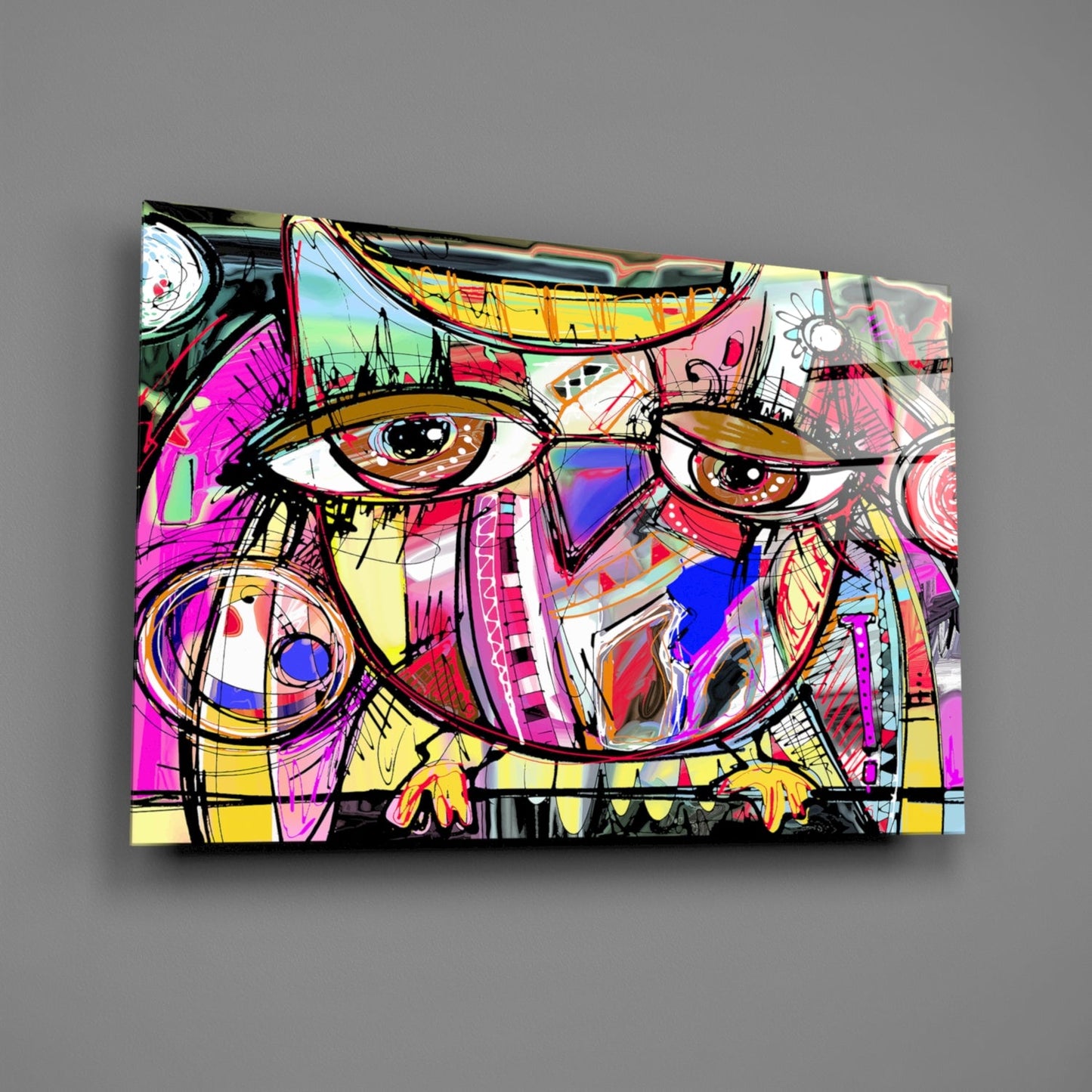 Graffiti Owl Glass Wall Art