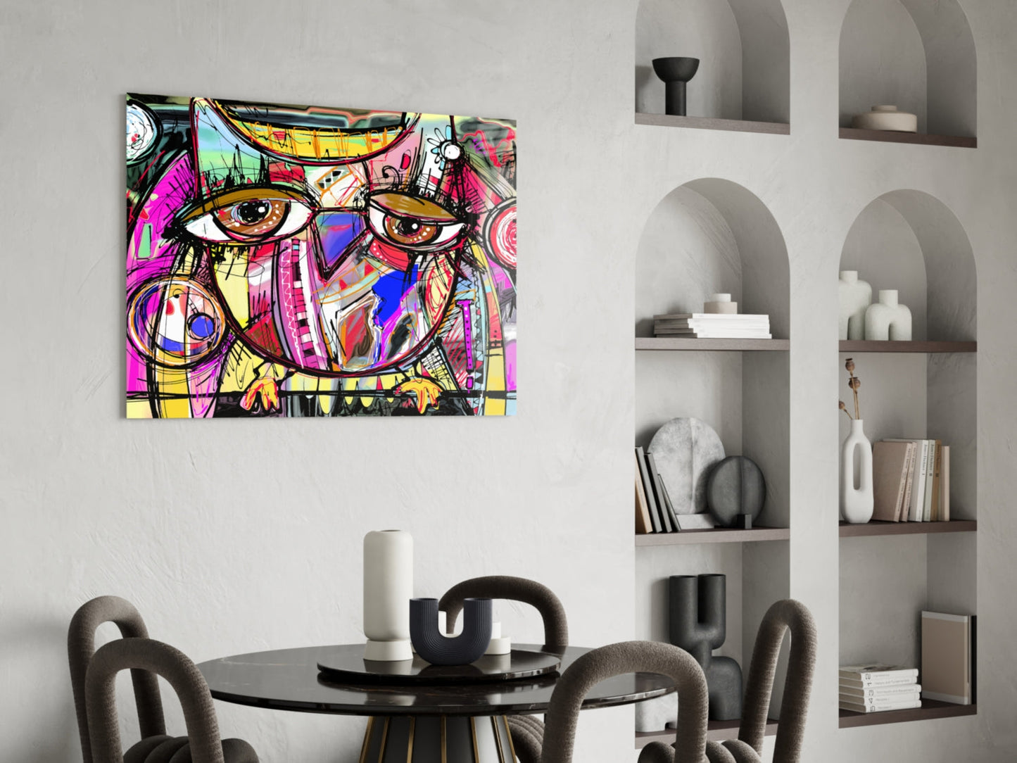 Graffiti Owl Glass Wall Art