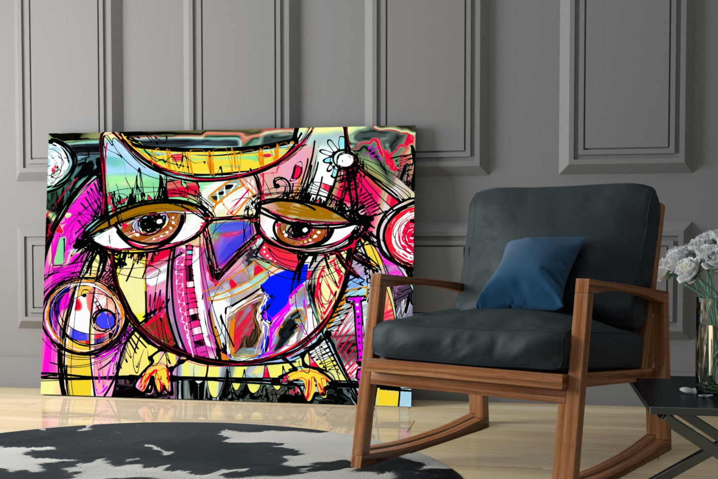 Graffiti Owl Glass Wall Art