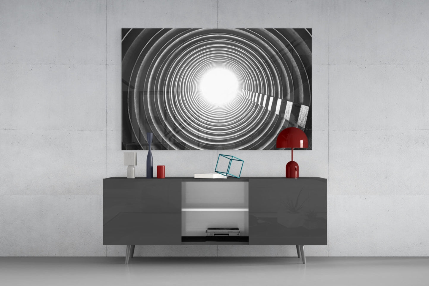 Concentric Ring Tunnel Glass Wall Art