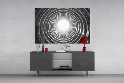 Concentric Ring Tunnel Glass Wall Art