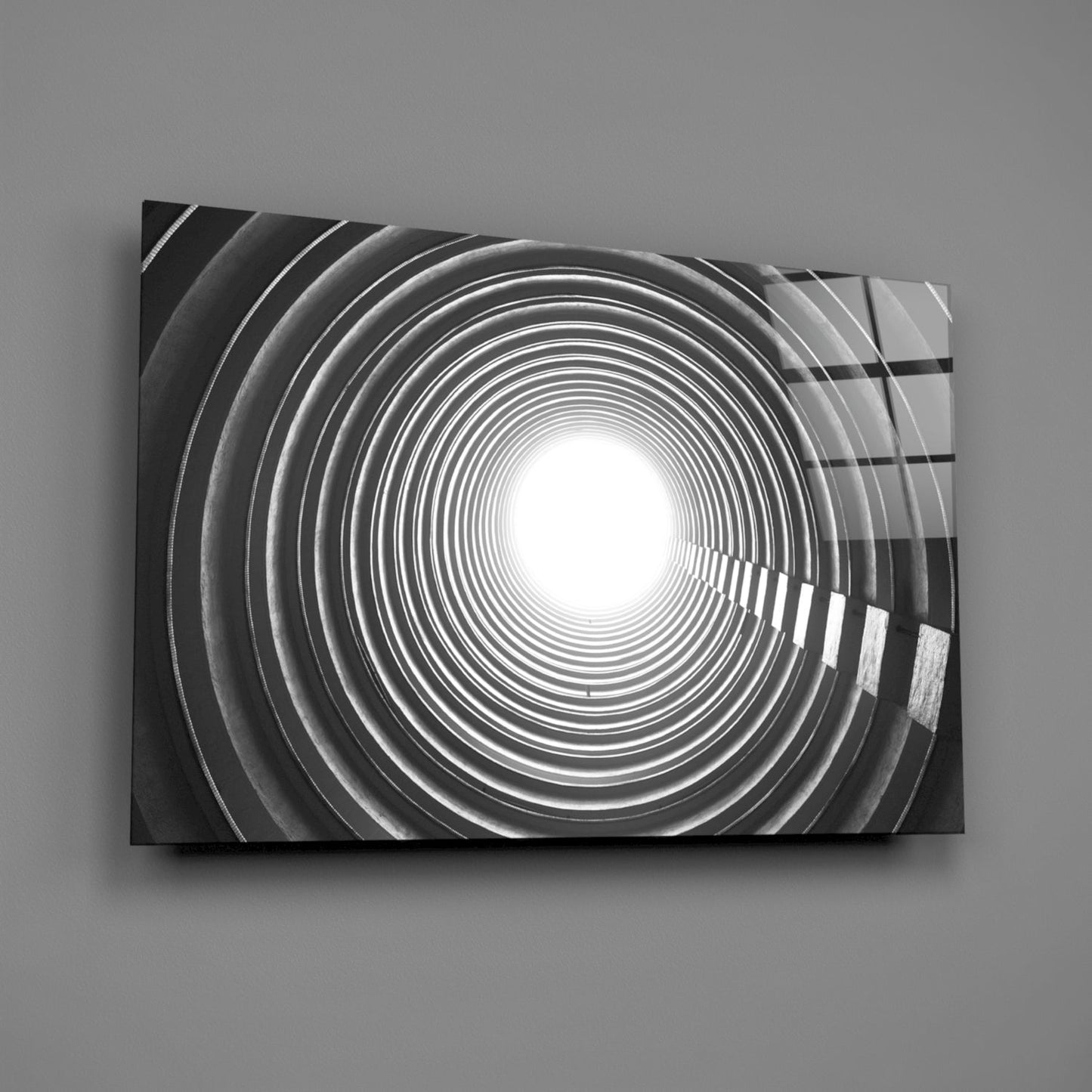 Concentric Ring Tunnel Glass Wall Art