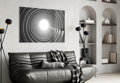 Concentric Ring Tunnel Glass Wall Art