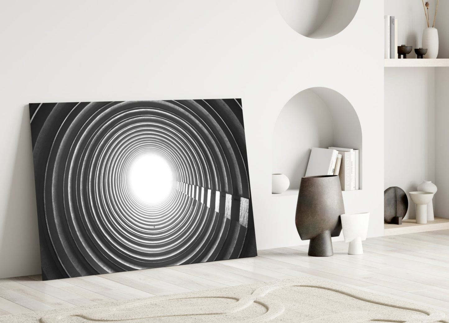 Concentric Ring Tunnel Glass Wall Art