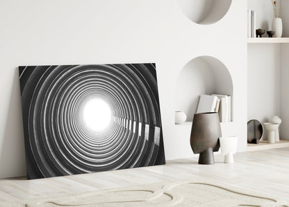 Concentric Ring Tunnel Glass Wall Art