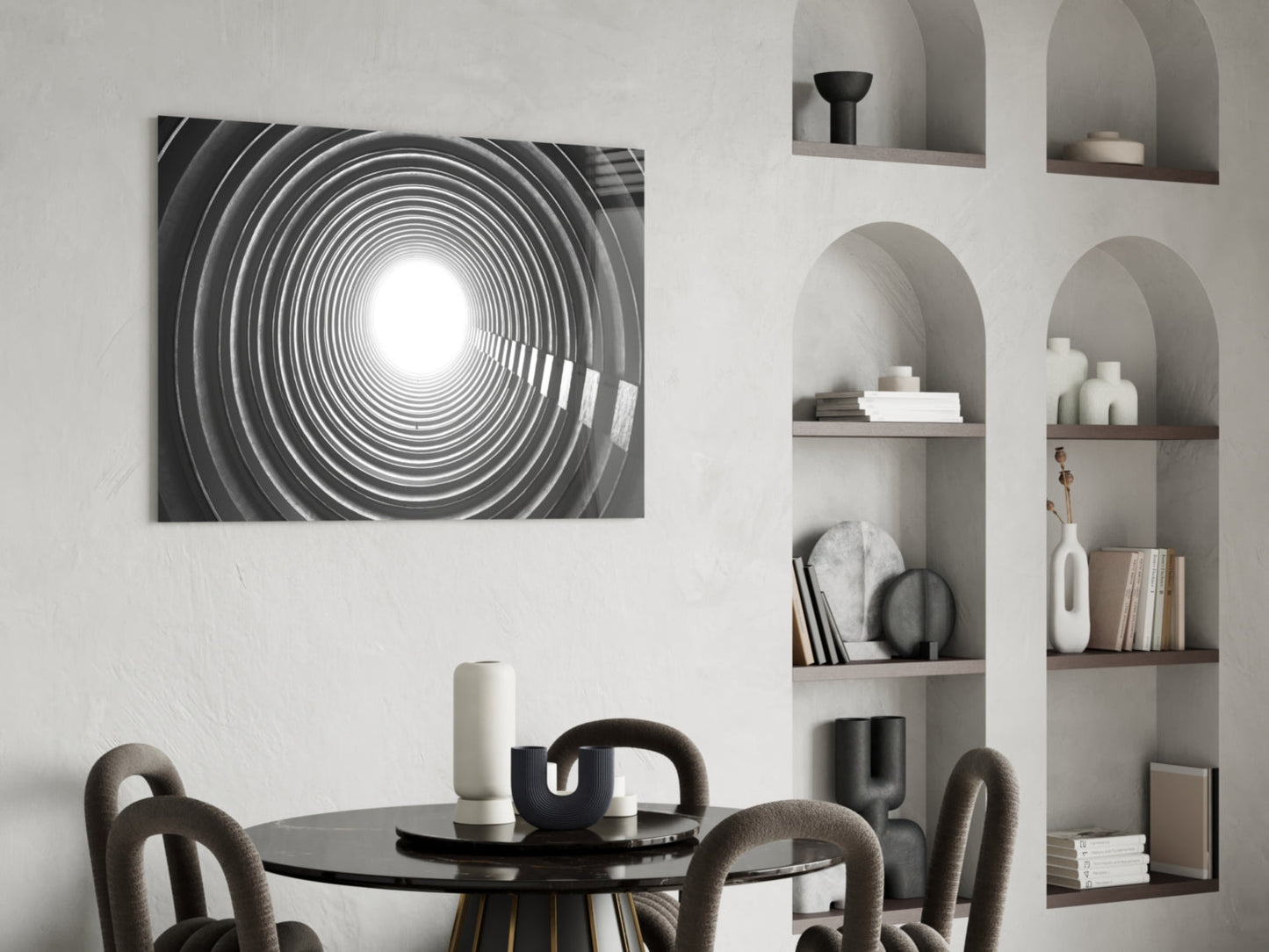 Concentric Ring Tunnel Glass Wall Art