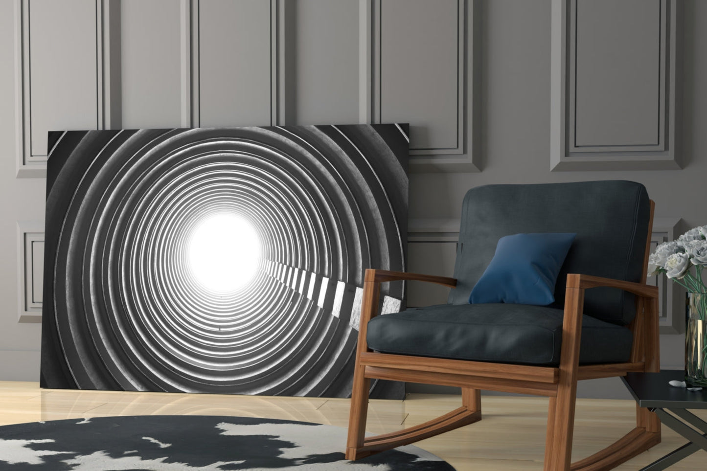 Concentric Ring Tunnel Glass Wall Art