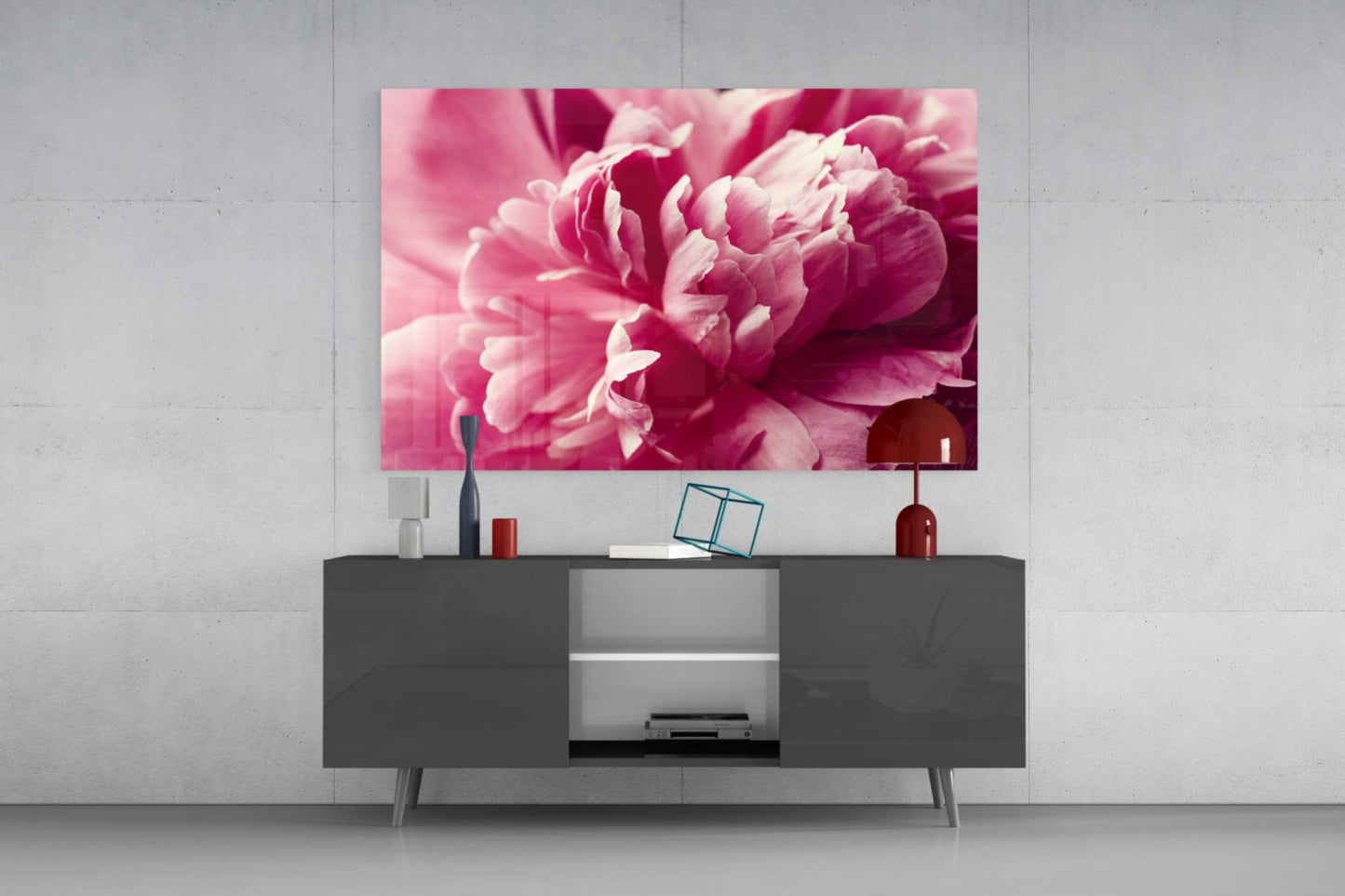 Pink Peony Glass Wall Art