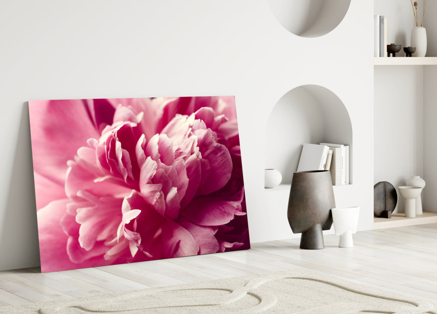 Pink Peony Glass Wall Art
