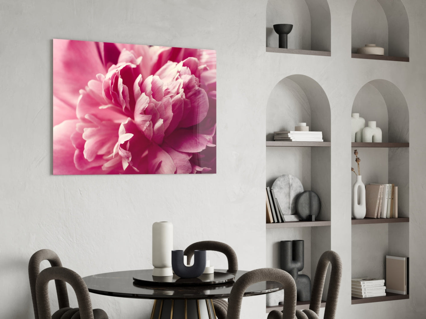 Pink Peony Glass Wall Art