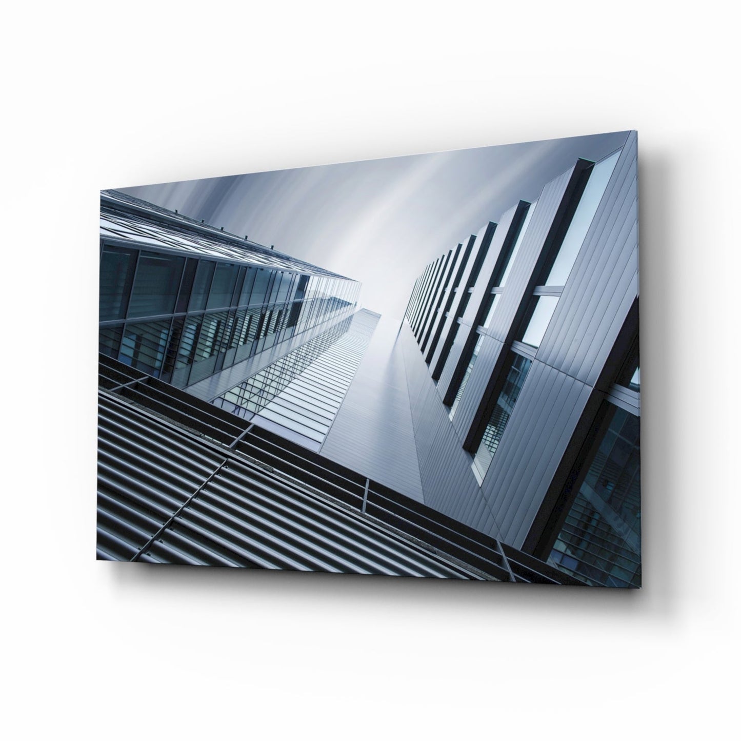 Skyscrapers Seen From Below Glass Wall Art