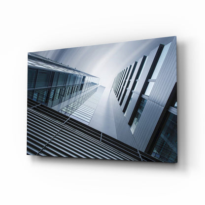 Skyscrapers Seen From Below Glass Wall Art