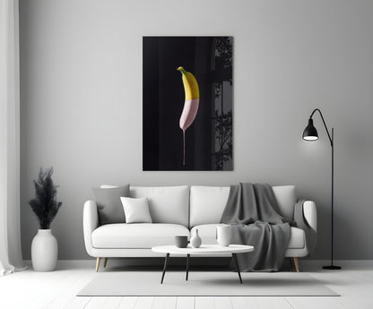 Pink Drip Banana Glass Wall Art