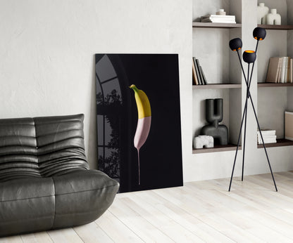Pink Drip Banana Glass Wall Art