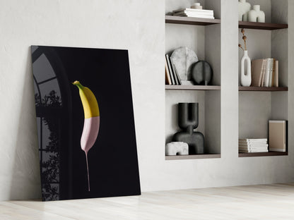 Pink Drip Banana Glass Wall Art