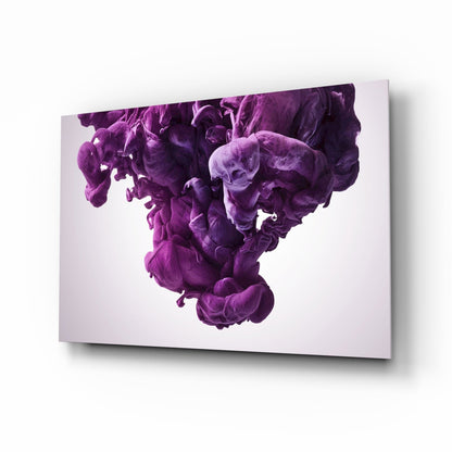 Purple smoke abstract glass wall art