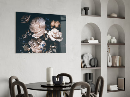 Dark Floral Bouquet Glass Wall Art