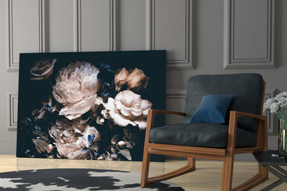 Dark Floral Bouquet Glass Wall Art