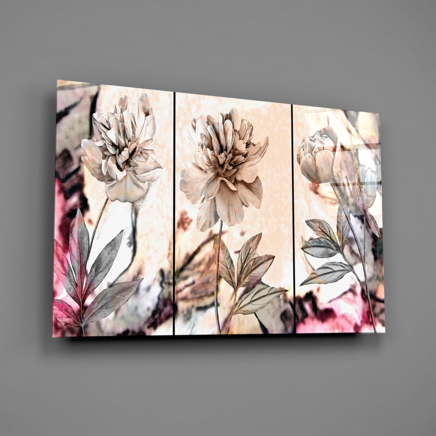Pastel Peony Glass Wall Art