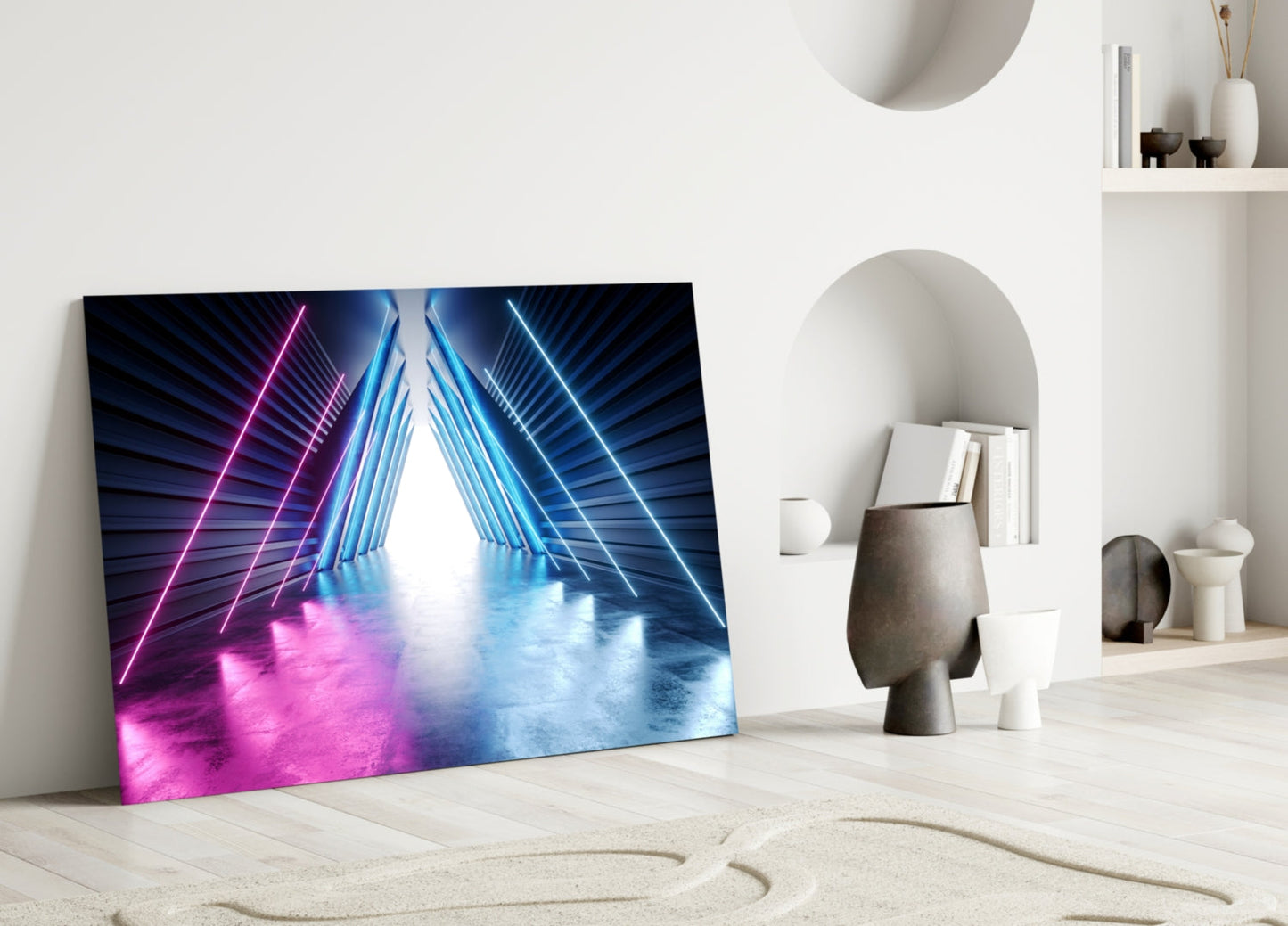 Neon Triangle Corridor Glass Wall Art